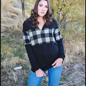 7th Ray Half zip plaid sweater